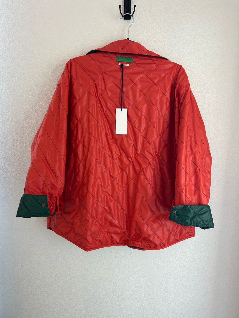 Clare V Quilted Green and Orange Reversible Puffer Jacket - Picture 5 of 8